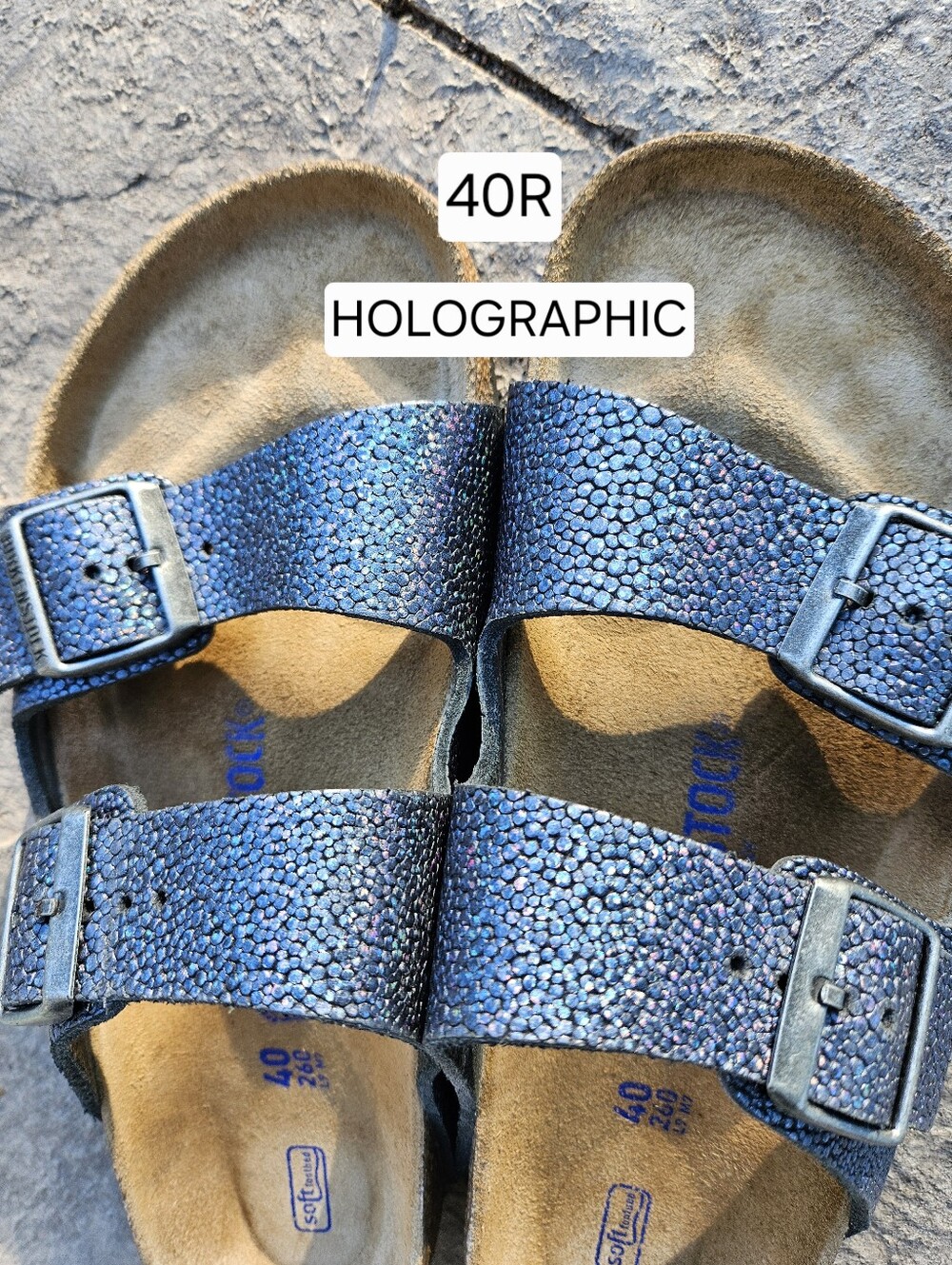 Birkenstock Arizona Pebble Metallic Asphalt Leather 40 R